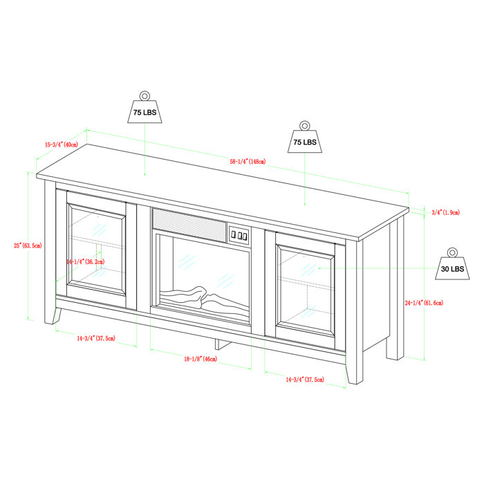 Zipcode Design™ Kohn TV Stand for TVs up to 65" with Fireplace Included
